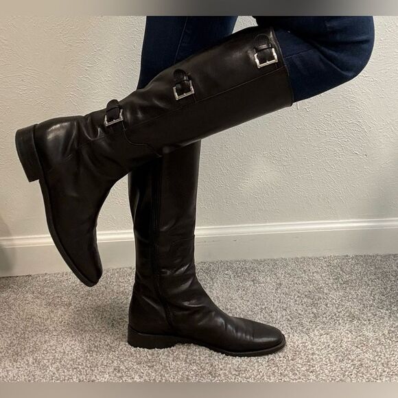 Cole Haan Black Leather Buckle Riding Boots Women’s Size 7 - Picture 5 of 7